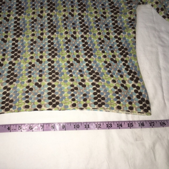 WHIM 100% Cashmere Sweater Blue Brown Green Dots - Picture 7 of 8